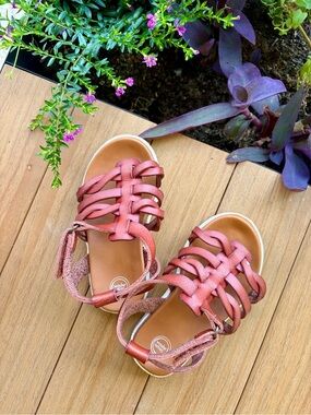 wonder nation Rose Pink Braided-Strap Girls' Sandals